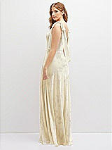 Rear View Thumbnail - Butter Yellow Floral Bow Shoulder Square Neck Chiffon Maxi Dress