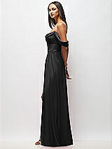 Alt View 5 Thumbnail - Black Chiffon Corset Maxi Dress with Removable Off-the-Shoulder Swags
