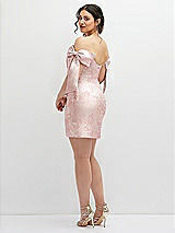 Alt View 4 Thumbnail - Bow And Blossom Print Floral Satin Off-the-Shoulder Bow Corset Fit and Flare Mini Dress