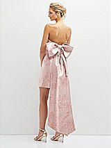 Rear View Thumbnail - Bow And Blossom Print Floral Strapless Satin Column Mini Dress with Oversized Bow