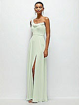 Side View Thumbnail - Mint Green Chiffon One-Shoulder Maxi Dress with Draped Cowl Neckline