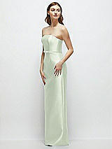 Side View Thumbnail - Mint Green Strapless Satin Column Dress with Bow-Trimmed Skinny Belt