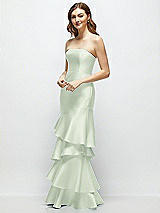 Side View Thumbnail - Mint Green Strapless Bodycon Maxi Dress with Tiered Ruffle Skirt