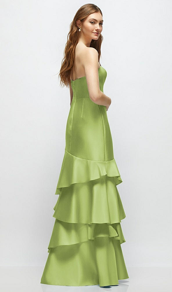 Back View - Mojito Strapless Bodycon Maxi Dress with Tiered Ruffle Skirt