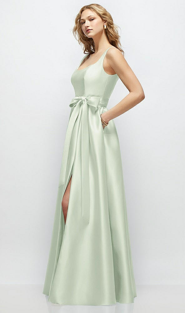 Front View - Mint Green Scoop-Neck Tank Bodice Maxi Dress with Full Skirt