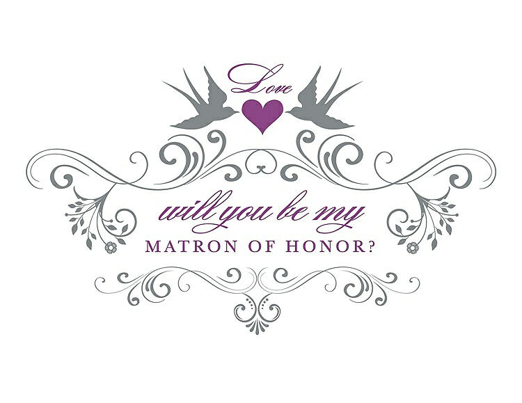 Front View - Pewter & Orchid Will You Be My Matron of Honor Card - Classic