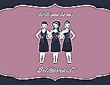 Front View Thumbnail - Navy Blue & Rosebud Will You Be My Bridesmaid Card - Girls