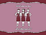 Front View Thumbnail - Burgundy & Rosebud Will You Be My Bridesmaid Card - Girls