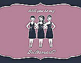 Front View Thumbnail - Midnight Navy & Rosebud Will You Be My Bridesmaid Card - Girls