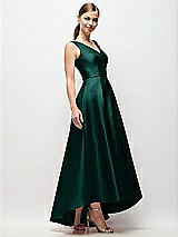 Side View Thumbnail - Evergreen Sleeveless Pleated Skirt High Low Dress with Pockets