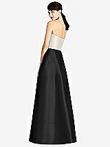 Rear View Thumbnail - Black & Ivory Strapless A-Line Satin Dress with Pockets