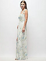 Side View Thumbnail - Bleu Garden Tie-Shoulder Chiffon Maxi Dress with Front Slit