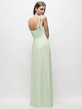 Rear View Thumbnail - Mint Green Tie-Shoulder Chiffon Maxi Dress with Front Slit