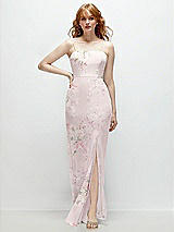 Front View Thumbnail - Watercolor Print Tie-Back Cutout Trumpet Gown with Front Slit