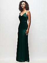 Side View Thumbnail - Evergreen Cowl-Neck Criss Cross Back Slip Dress