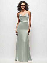 Front View Thumbnail - Willow Green Cowl-Neck Criss Cross Back Slip Dress