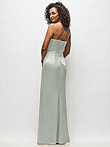 Rear View Thumbnail - Willow Green Cowl-Neck Criss Cross Back Slip Dress