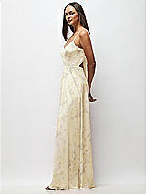 Side View Thumbnail - Butter Yellow Floral Tie-Back Cutout Maxi Dress with Front Slit