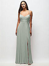 Front View Thumbnail - Willow Green Tie-Back Cutout Maxi Dress with Front Slit