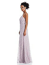 Side View Thumbnail - Suede Rose Draped Wrap Bodice Metallic Lace Maxi Dress