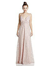 Front View Thumbnail - Blush Draped Wrap Bodice Metallic Lace Maxi Dress