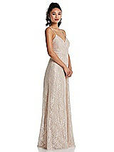 Side View Thumbnail - Cameo Draped Wrap Bodice Metallic Lace Maxi Dress