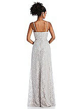 Rear View Thumbnail - Oyster Draped Wrap Bodice Metallic Lace Maxi Dress