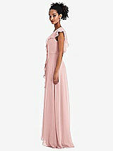 Side View Thumbnail - Rose Ruffle-Trimmed V-Back Chiffon Maxi Dress