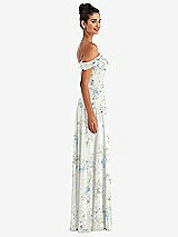 Alt View 3 Thumbnail - Bleu Garden Off-the-Shoulder Draped Neckline Maxi Dress