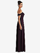 Alt View 3 Thumbnail - Deep Plum Off-the-Shoulder Draped Neckline Maxi Dress
