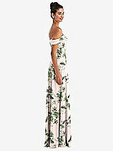 Alt View 3 Thumbnail - Palm Beach Print Off-the-Shoulder Draped Neckline Maxi Dress