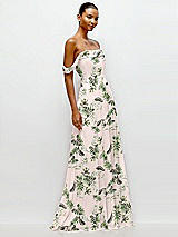 Side View Thumbnail - Palm Beach Print Off-the-Shoulder Draped Neckline Maxi Dress