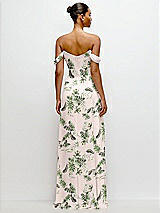 Rear View Thumbnail - Palm Beach Print Off-the-Shoulder Draped Neckline Maxi Dress