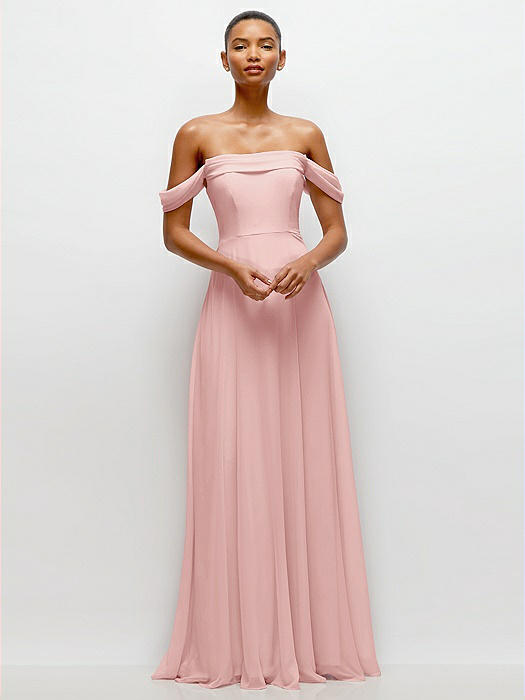 Off-the-Shoulder Draped Neckline Maxi Dress