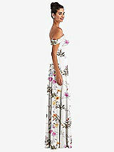 Alt View 3 Thumbnail - Butterfly Botanica Ivory Off-the-Shoulder Draped Neckline Maxi Dress