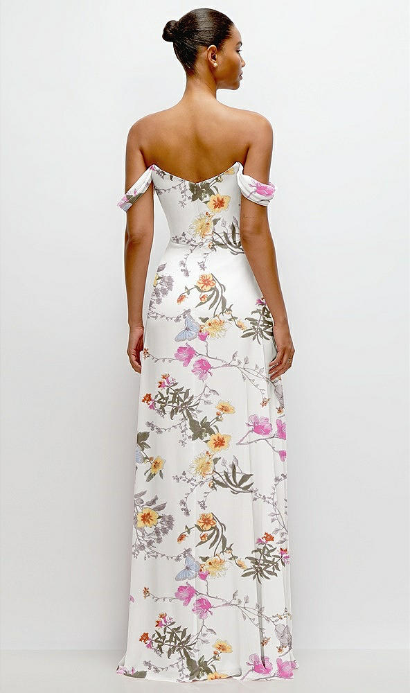 Back View - Butterfly Botanica Ivory Off-the-Shoulder Draped Neckline Maxi Dress