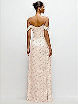 Rear View Thumbnail - Coquette Floral Print Off-the-Shoulder Draped Neckline Maxi Dress
