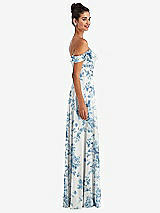 Alt View 3 Thumbnail - Cottage Rose Dusk Blue Off-the-Shoulder Draped Neckline Maxi Dress