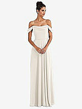 Alt View 1 Thumbnail - Ivory Off-the-Shoulder Draped Neckline Maxi Dress
