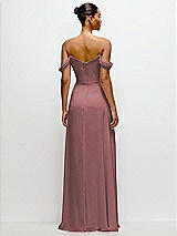 Rear View Thumbnail - Rosewood Off-the-Shoulder Draped Neckline Maxi Dress