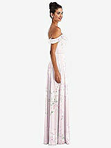 Alt View 3 Thumbnail - Watercolor Print Off-the-Shoulder Draped Neckline Maxi Dress