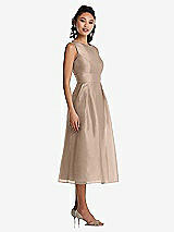 Side View Thumbnail - Topaz Bateau Neck Open-Back Pleated Skirt Midi Dress
