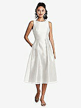 Front View Thumbnail - Starlight Bateau Neck Open-Back Pleated Skirt Midi Dress
