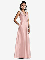 Side View Thumbnail - Rose Plunging Neckline Pleated Skirt Maxi Dress with Pockets