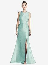 Rear View Thumbnail - Coastal Bateau Neck Open-Back Maxi Dress with Bow Detail