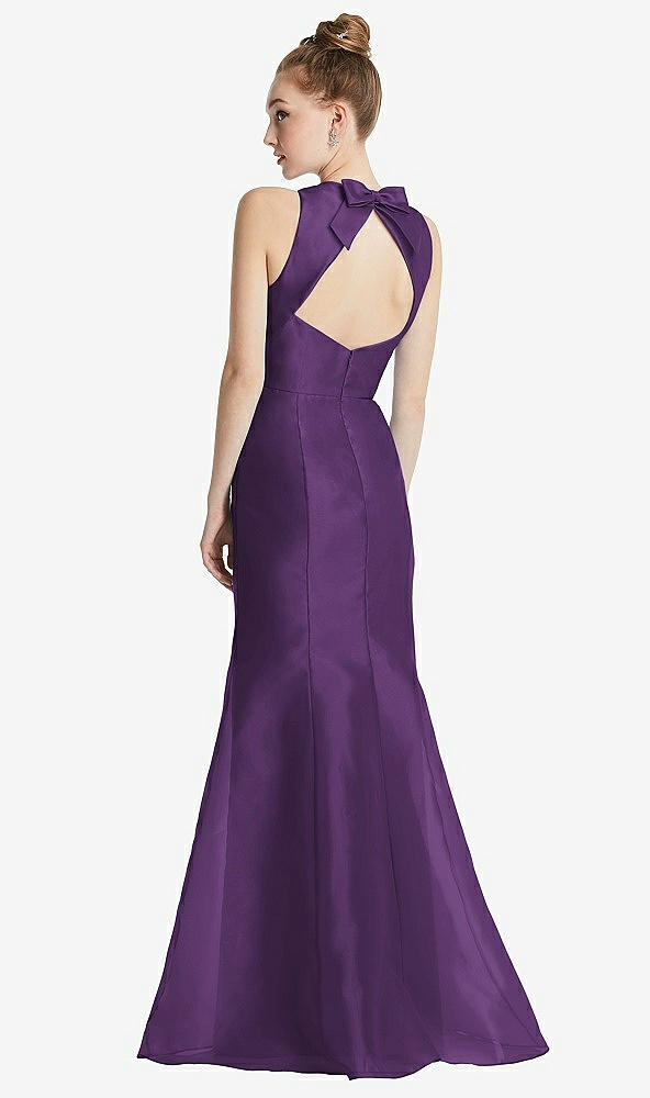 Front View - Majestic Bateau Neck Open-Back Maxi Dress with Bow Detail