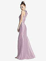 Side View Thumbnail - Suede Rose Bateau Neck Open-Back Maxi Dress with Bow Detail