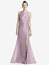 Rear View Thumbnail - Suede Rose Bateau Neck Open-Back Maxi Dress with Bow Detail