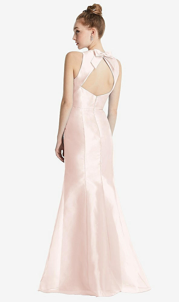 Front View - Blush Bateau Neck Open-Back Maxi Dress with Bow Detail