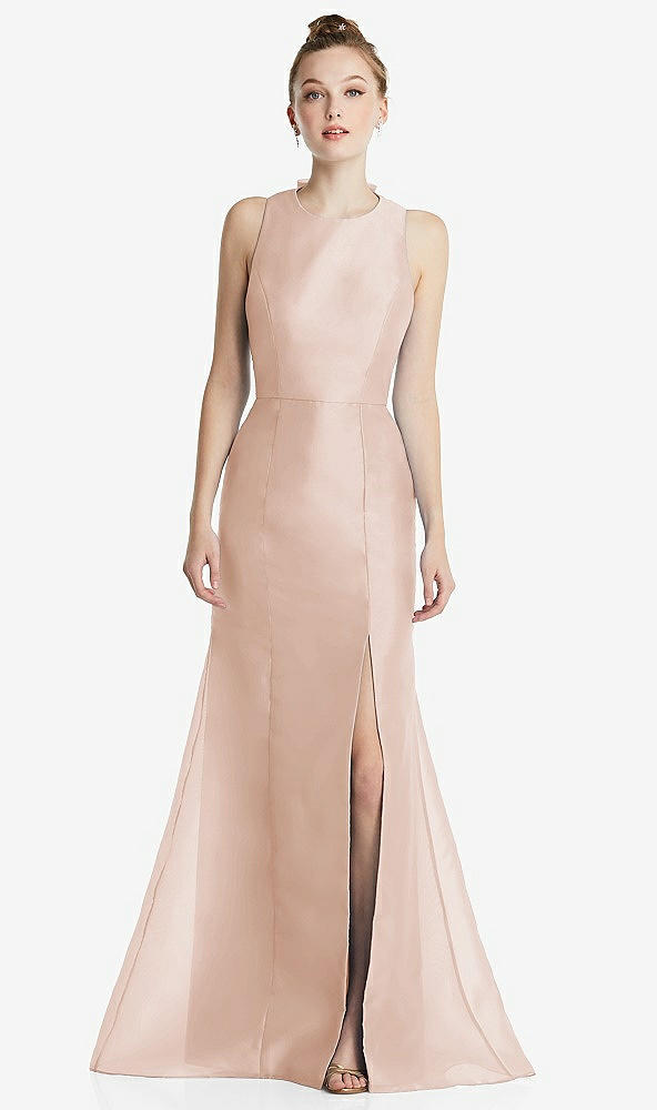 Back View - Cameo Bateau Neck Open-Back Maxi Dress with Bow Detail